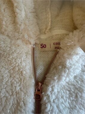 SO Ivory Sherpa Zip Jacket with Rose Gold Zipper